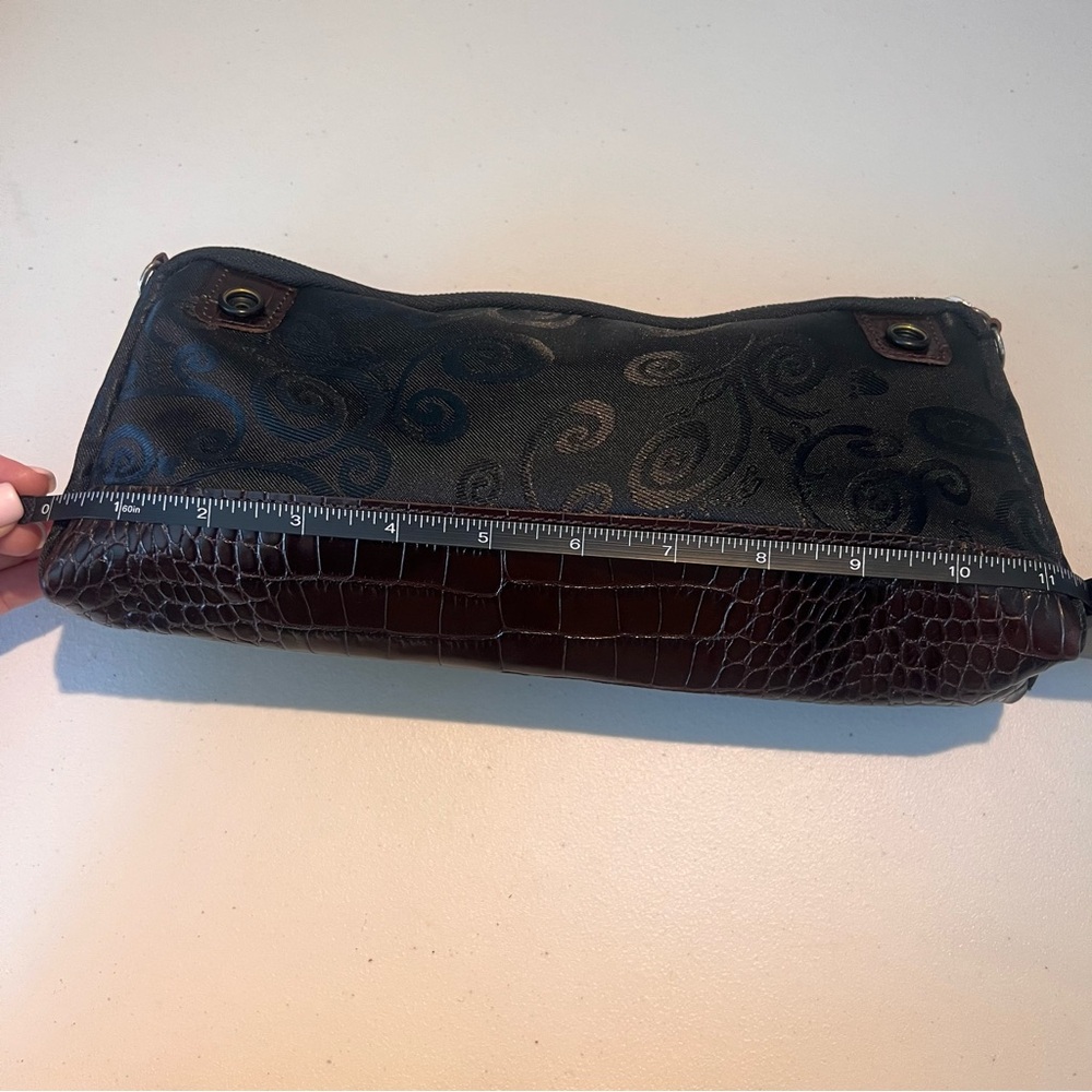 Brighton Toiletry Bag Signature Black with Embossed Brown Leather Heart Accents - Picture 10 of 12